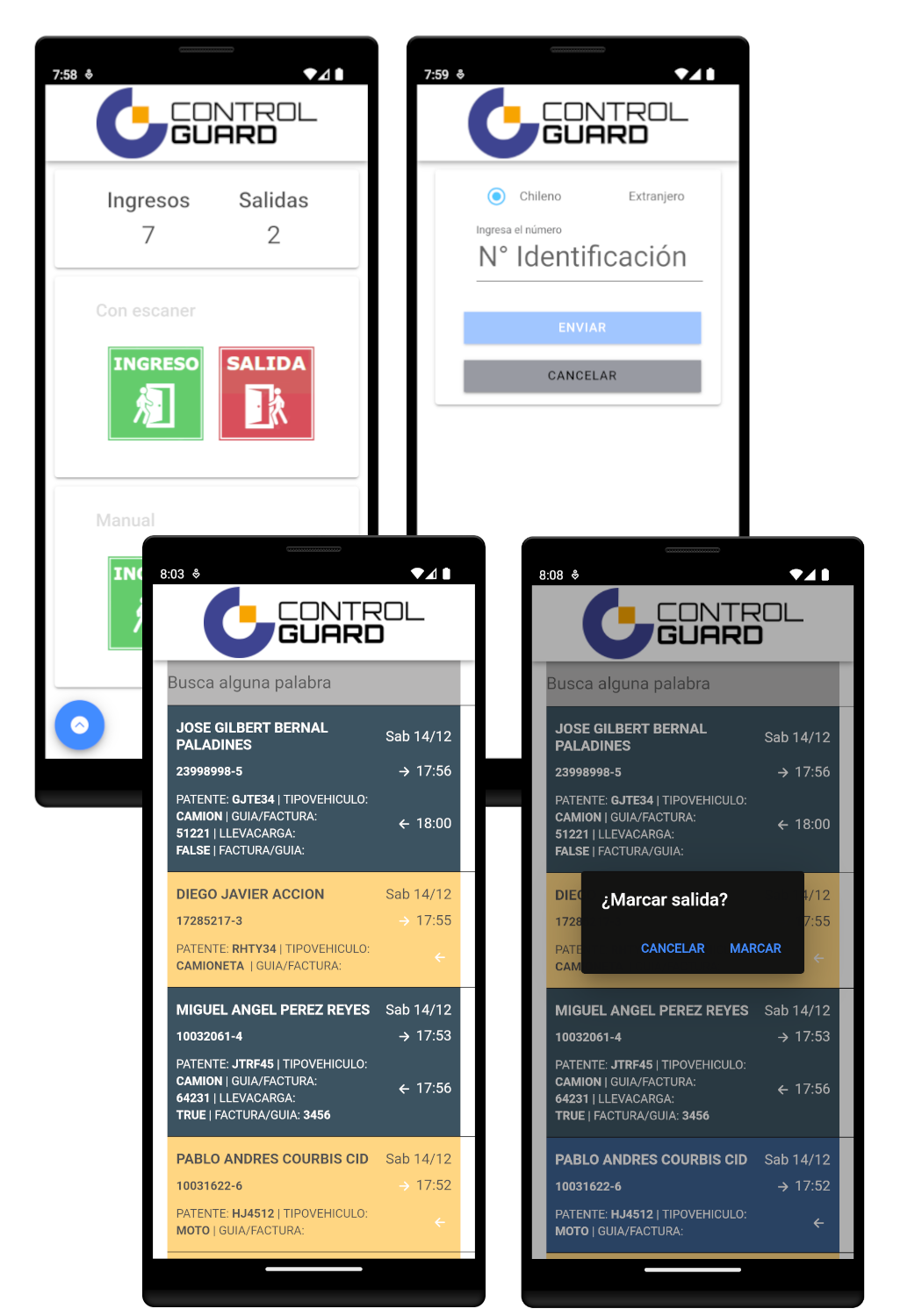 Control de accesos con escaneo de cédula y registro personalizable
