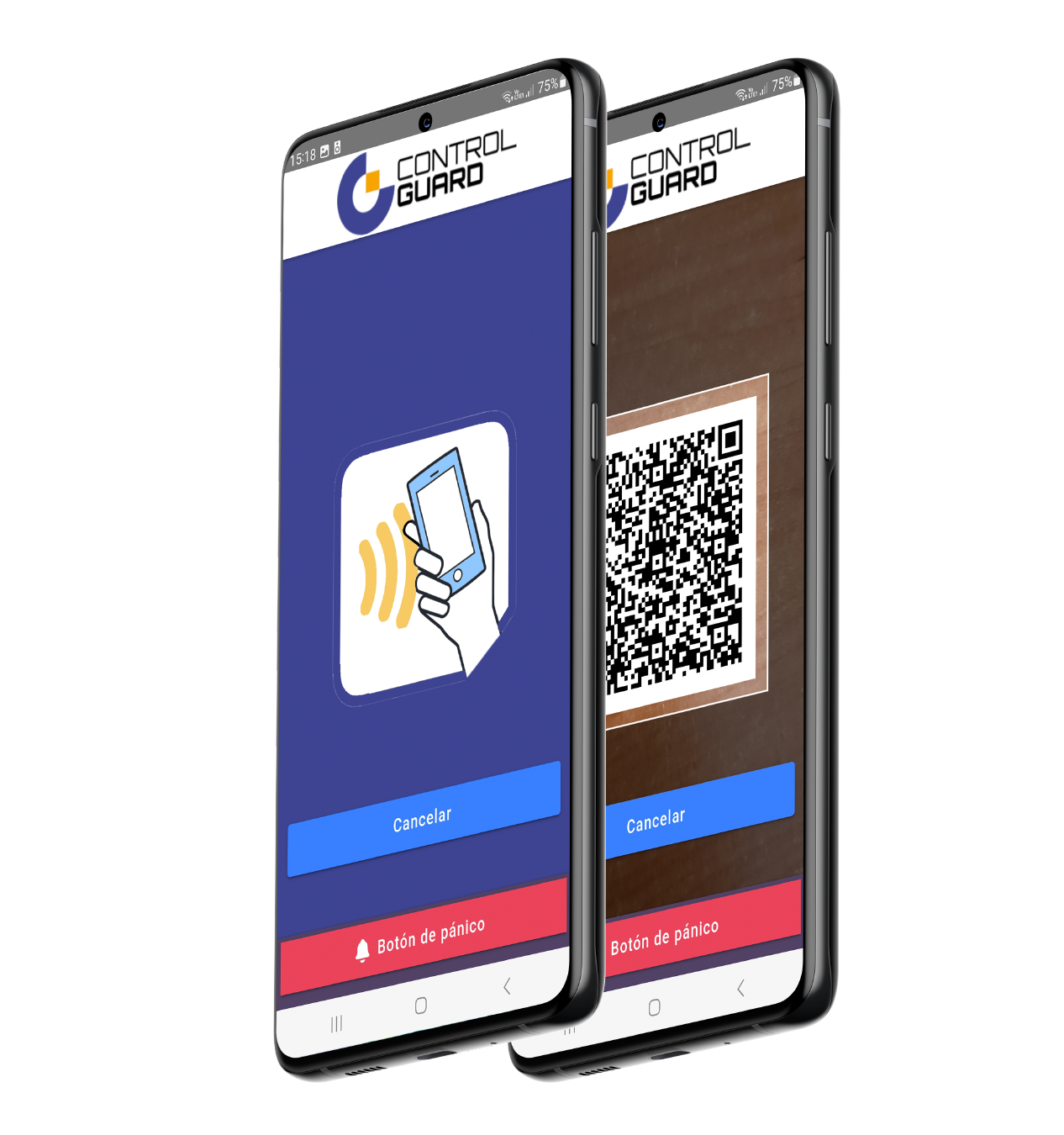 App Control Guard con rondas, chat, botón pánico y control accesos