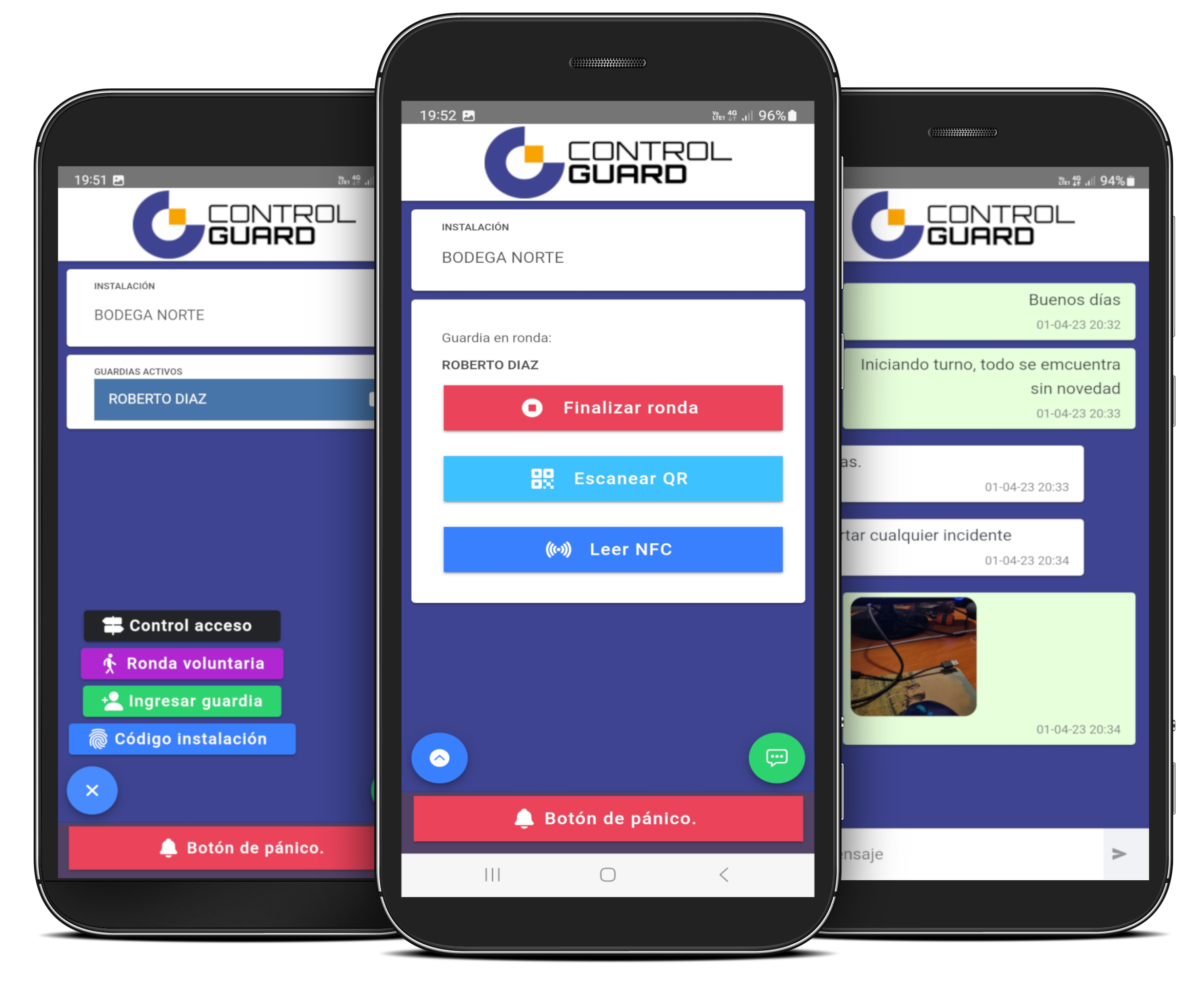 Aplicación móvil Control Guard para rondas de seguridad